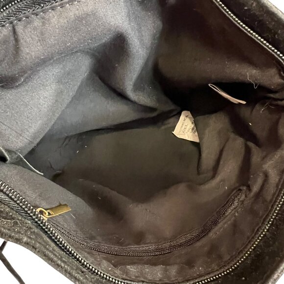 BP crossbody purse black faux suede fringe studs rectangular shoulder bag - Picture 4 of 4